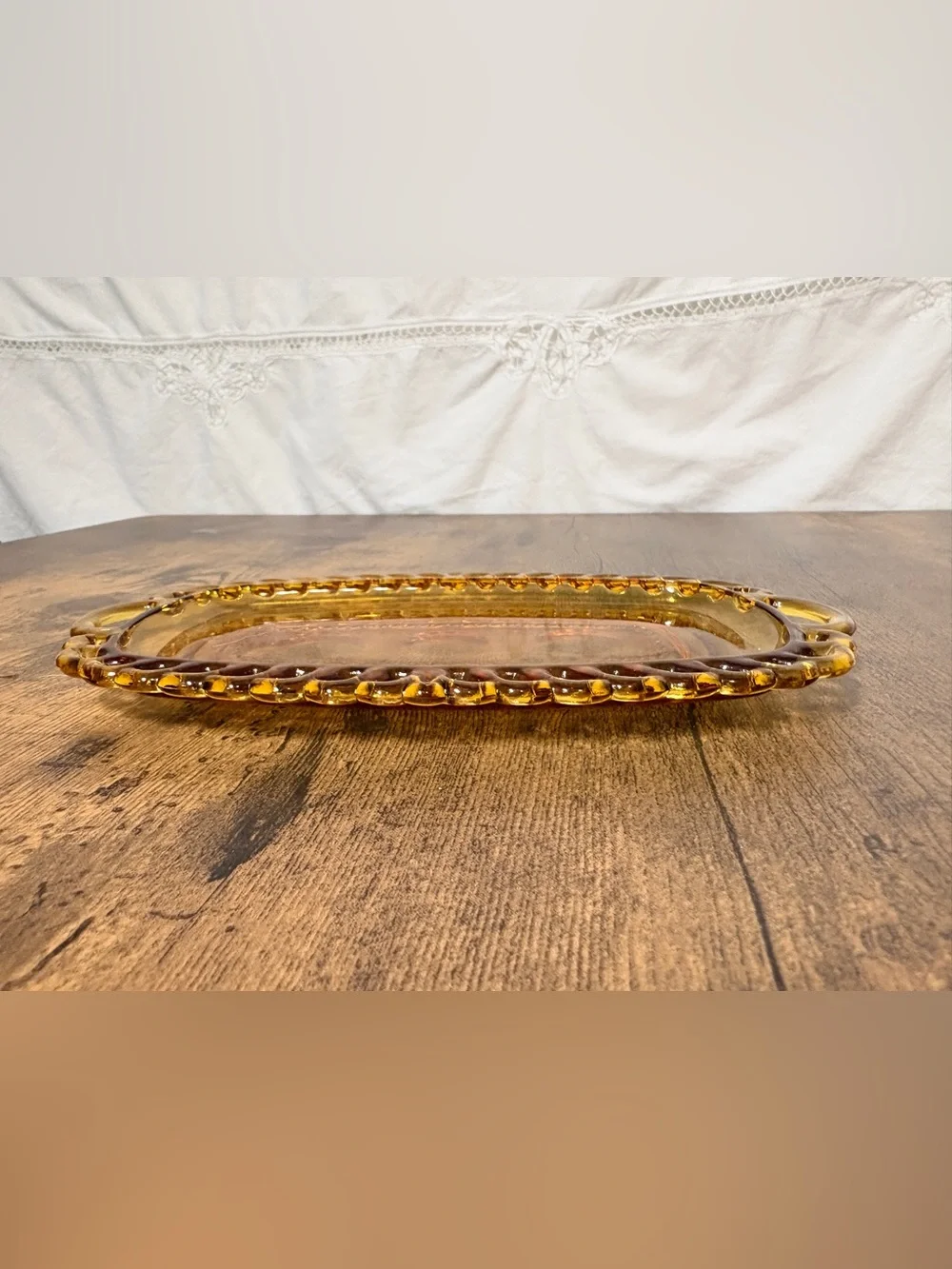 Vintage Amber Indiana Glass Butter Dish